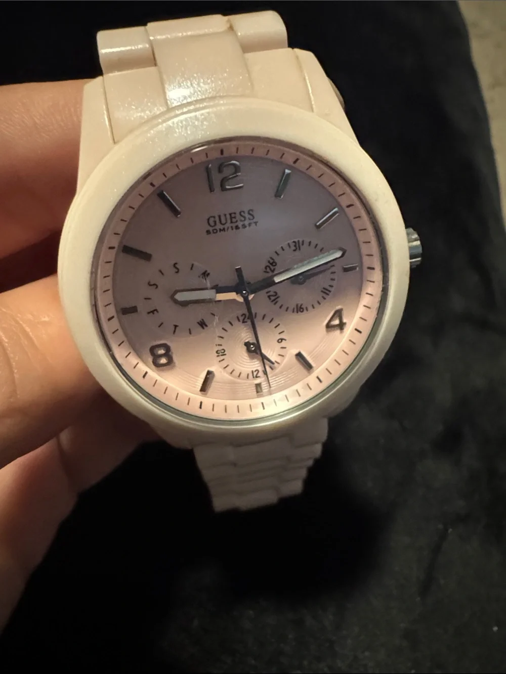 Guess Pink Ceramic Bracelet Chronograph Watch